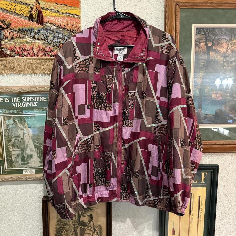 Vintage 80s/90s Cervelle Silk Windbreaker Track‎ Jacket Women's Size Medium